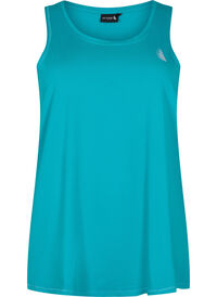 Plain-coloured sports top with round neck