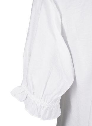 Zizzifashion Short-sleeved viscose blouse with ruffle details, Bright White, Packshot image number 3