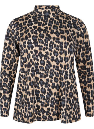 Zizzifashion FLASH - Long sleeve blouse with turtleneck, Leopard Print , Packshot image number 0