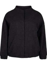 Wool-look bomber jacket with pockets, Dark Grey Melange, Packshot