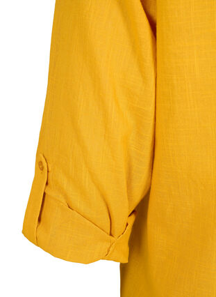 Zizzifashion Cotton shirt blouse with v-neck, Golden Yellow, Packshot image number 3