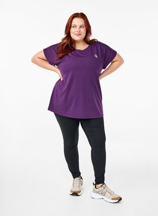 Zizzifashion Solid-coloured workout T-shirt, Purple Pennant, Model image number 2