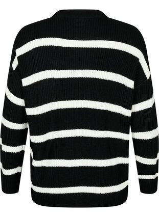 Zizzifashion FLASH - Striped Knit Sweater, Black/White Stripe, Packshot image number 1