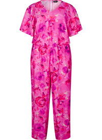 Floral jumpsuit with batwing sleeves