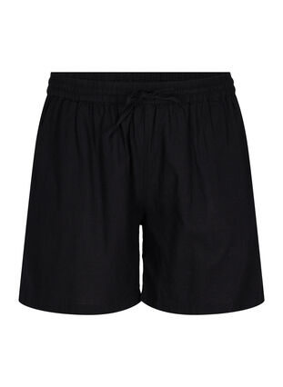 Zizzifashion Loose shorts in cotton blend with linen, Black, Packshot image number 0