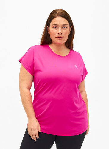 Zizzifashion Short-sleeved workout t-shirt, Neon Pink Glo, Model image number 0