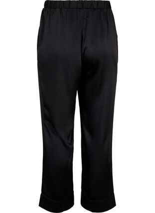 Zizzifashion Satin pyjamas pants with elasticated waistband, Black, Packshot image number 1