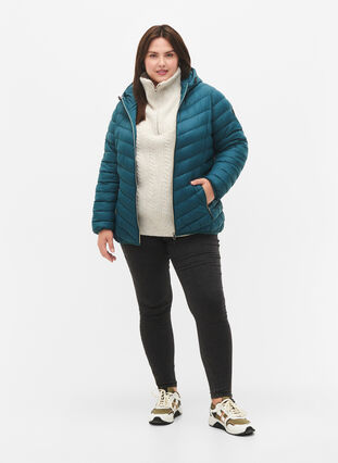 Zizzifashion Lightweight jacket with hood, Deep Teal, Model image number 3