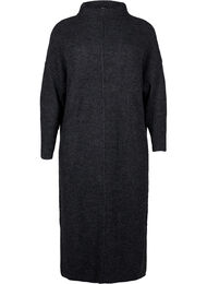 Long oversized knitted dress with slit, Dark Grey Melange, Packshot