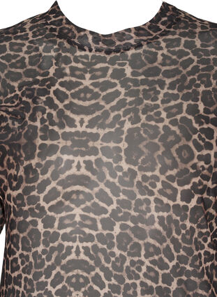 Zizzifashion Mesh blouse with leopard pattern, LEO AOP, Packshot image number 2