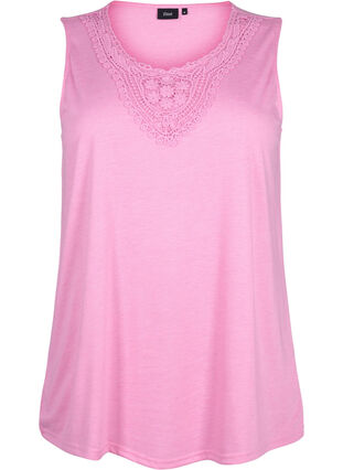 Zizzifashion Sleeveless top with lace, Rosebloom, Packshot image number 0