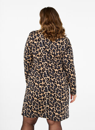 Zizzifashion FLASH - Long sleeve dress with turtleneck, Leopard Print, Model image number 1