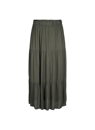 Zizzifashion Long skirt with elasticated waist, Thyme, Packshot image number 0