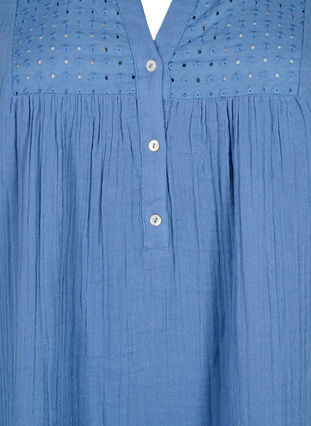 Zizzifashion Cotton tunic with anglaise embroidery, Moonlight Blue, Packshot image number 2