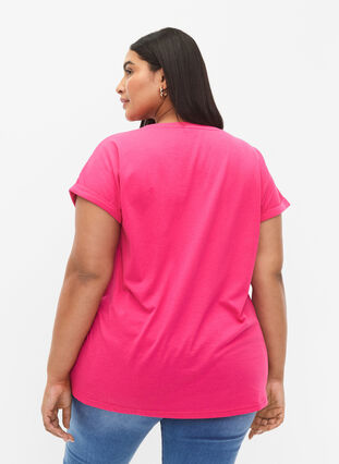 Zizzifashion Short sleeved cotton blend t-shirt, Raspberry Sorbet, Model image number 1