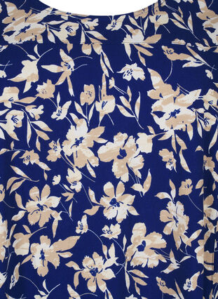 Zizzifashion Short-sleeved, printed cotton dress, Blue W. Beige Flower, Packshot image number 2