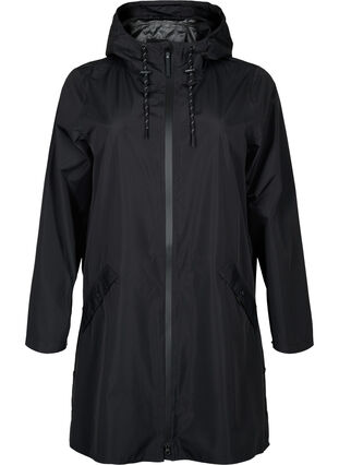 Zizzifashion Rain jacket with pockets and hood, Black, Packshot image number 0