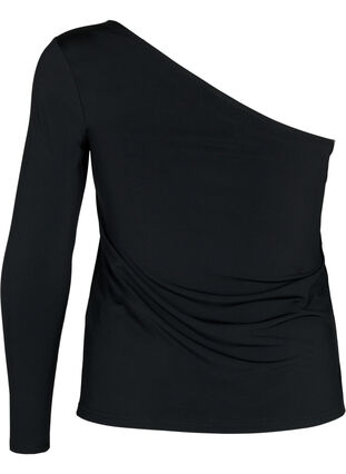 Zizzifashion One-shoulder blouse with close fit, Black, Packshot image number 1