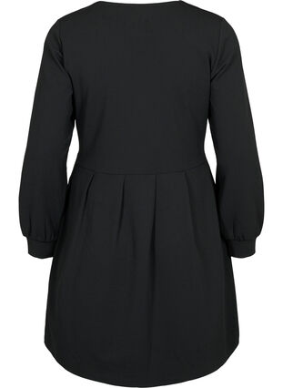 Zizzifashion A-shape dress with v-neck, Black, Packshot image number 1