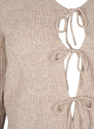 Zizzifashion Knitted cardigan with tie details, Simply Taupe Mel., Packshot image number 2