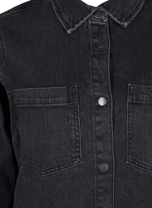 Zizzifashion Denim shirt with buttons and chest pockets, Dark Grey Denim, Packshot image number 2