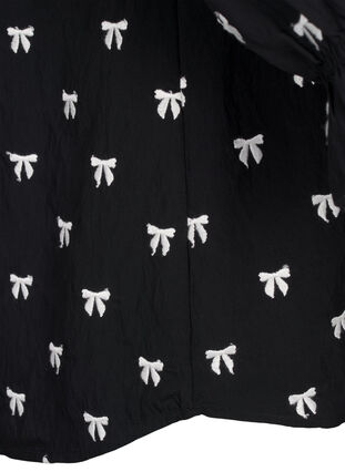 Zizzifashion Blouse with bows and 3/4 sleeves, Black White Bow, Packshot image number 4