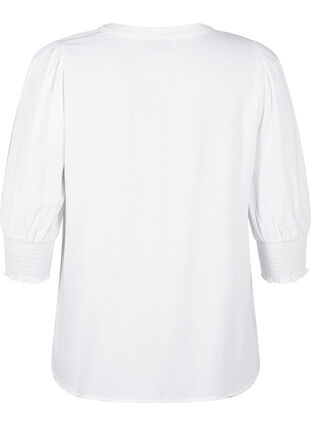 Zizzifashion Viscose blouse with smock and ruffle detail, Bright White, Packshot image number 1