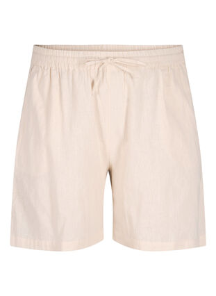 Zizzifashion Loose shorts in cotton blend with linen, Sandshell, Packshot image number 0