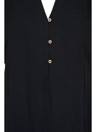 Short sleeve viscose tunic, Black, Packshot image number 2