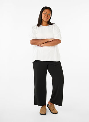 Zizzifashion Viscose blouse with 1/2 sleeves, Bright White, Model image number 2