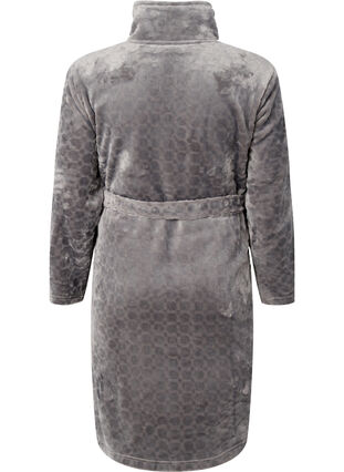 Zizzifashion Patterned dressing gown with zipper and pockets, Grey, Packshot image number 1