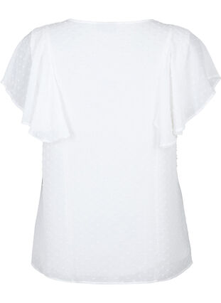 Zizzifashion Blouse with dotted texture and short sleeves, Bright White, Packshot image number 1