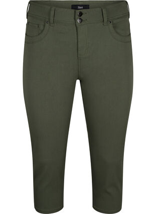 Zizzifashion Tight fit Capri pants in a viscose blend, Thyme, Packshot image number 0