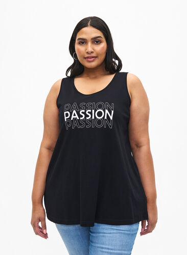 Zizzifashion Cotton top with a-shape, Black W. Passion, Model image number 0
