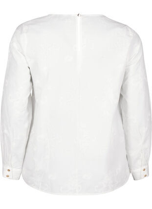 Zizzifashion Long-sleeved blouse with embroidery, Bright White, Packshot image number 1