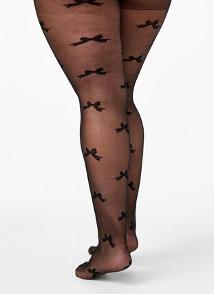 Zizzifashion 30 denier tights with bow pattern, Black, Packshot image number 1