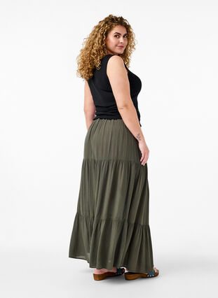 Zizzifashion Long skirt with elasticated waist, Thyme, Model image number 1