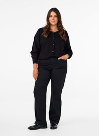 High-waisted Gemma jeans with straight fit, Black, Model