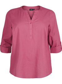 Cotton shirt blouse with v-neck