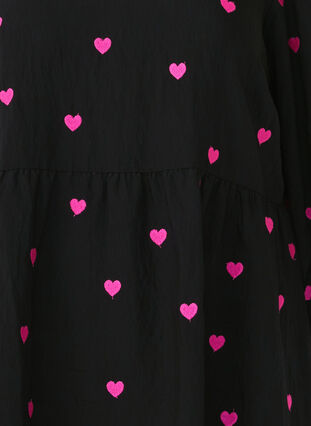 Zizzifashion Tunic with hearts and 3/4 sleeves, Black Emb. Heart, Packshot image number 2