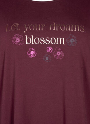 Zizzifashion Cotton nightshirt with text print, Fig w. Blossom, Packshot image number 2