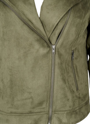 Zizzifashion Biker jacket in faux suede, Dusty Olive, Packshot image number 2