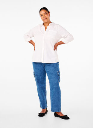 Zizzifashion Cargo jeans with high waist, Blue Denim, Model image number 0