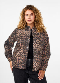 Canvas jacket with leopard print, Leo AOP, Model