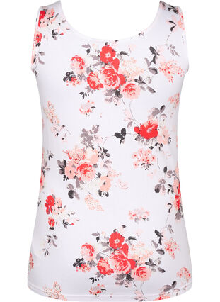 Zizzifashion Floral tank top in viscose, White AOP flower, Packshot image number 1