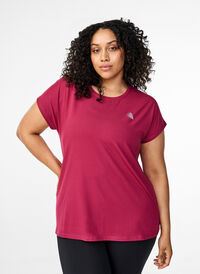 Solid-coloured workout T-shirt, Anemone, Model