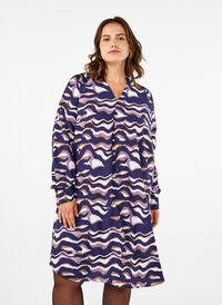 Knee-length dress with print and A-shape, Naval Academy AOP, Model