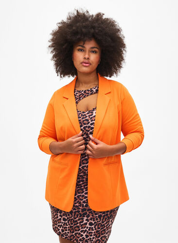 Zizzifashion Blazer with pockets, Vibrant Orange, Model image number 0