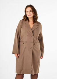 Double-breasted blazer dress, Walnut, Model