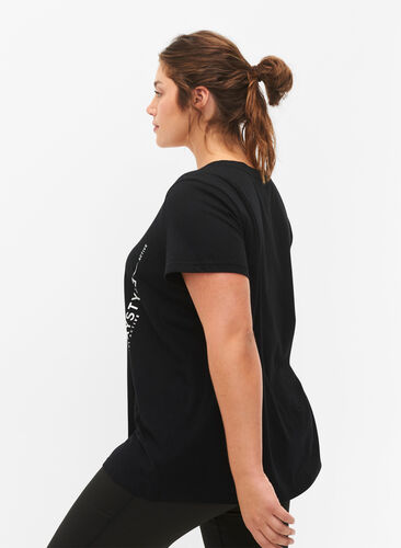 Zizzifashion Cotton training t-shirt with a print, Black w. Playstyle, Model image number 1